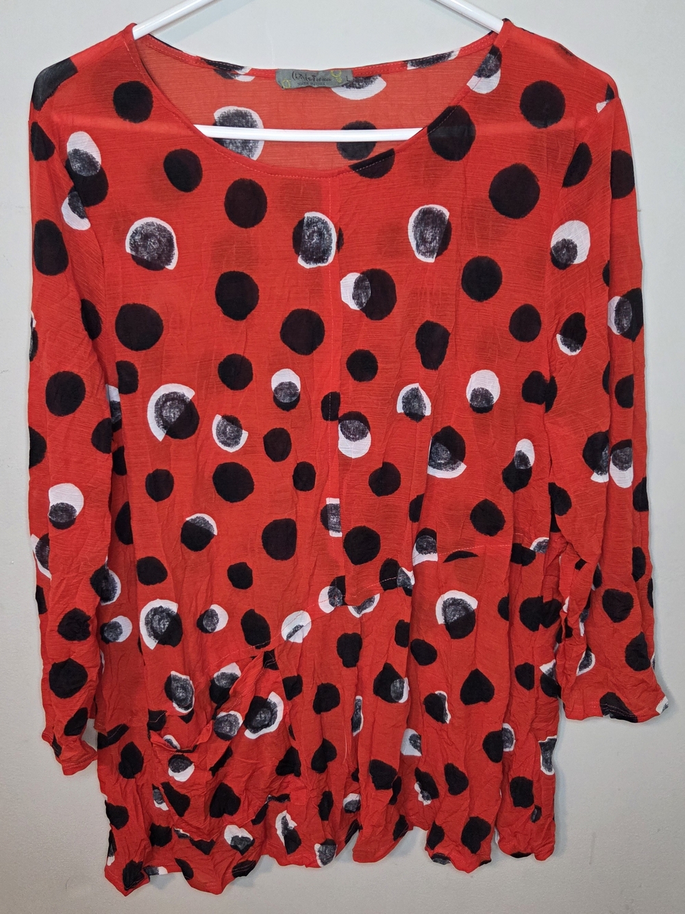 Red Polka Dot Long Sleeve Tunic Top
